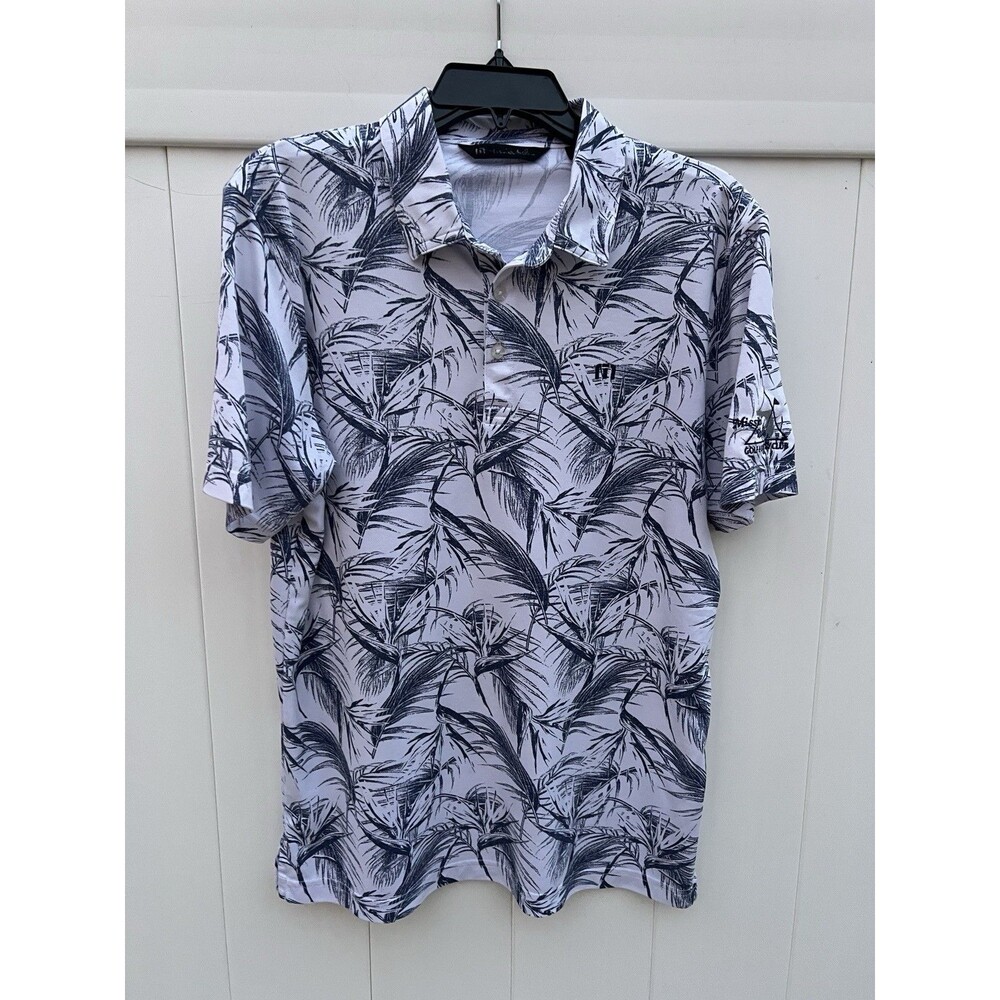 Travis Mathew Golf Polo Shirt Medium Blue Floral Short Sleev